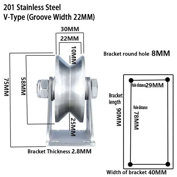 V/U/H Typ Single Wheel Pulley Block Sliding Gate Rollers Heavy Duty Caster Wheel
