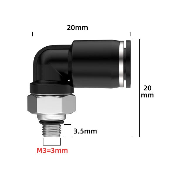 Male Thread Elbow Push-in Pneumatic Fitting | Micro Swivel Air Hose Connector