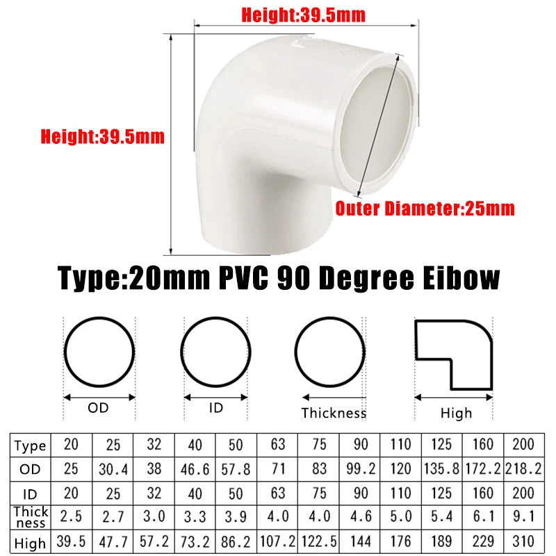 PVC Metric Plumbing Fittings Pipe For Aquarium Fish Tank Pond Solvent Weld Grey