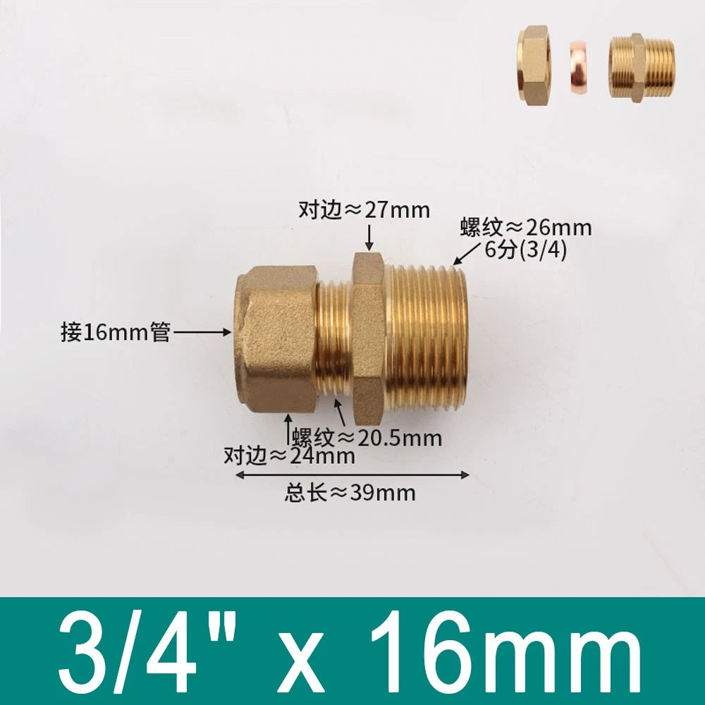 Brass Compression Ferrule Fittings with Male Thread for Copper Tube