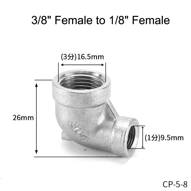 Stainless Steel BSP Reducer 90° Elbow Fittings — 1/8" to 1" Male & Female