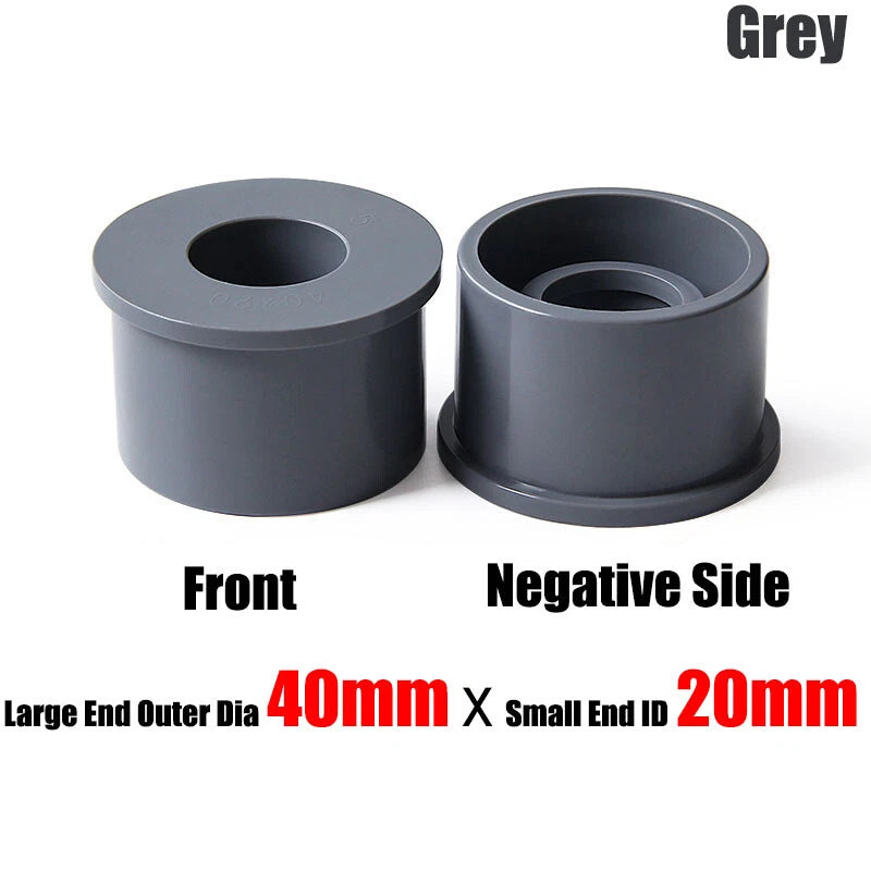 20mm to 90mm PVC Pipe Eccentric Reducing Bushing Fittings Connector Joints Grey