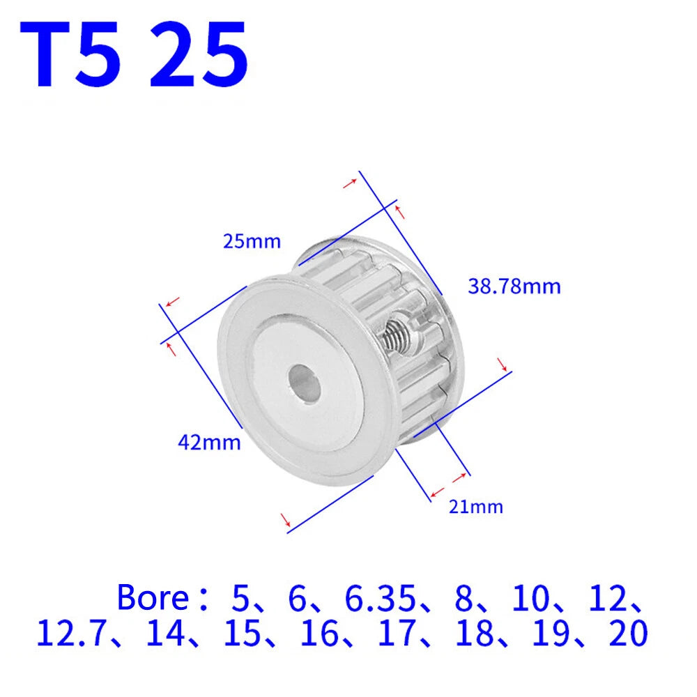 T5 12T-60T Timing Belt Pulley Pitch 5mm AF-type With Keyway Teeth Width 21mm