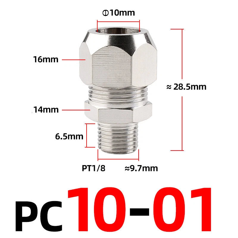 Brass Male Compression Fittings – BSP Hydraulic Adaptor, 1/8" to 1/2" Bore (PC4–PC16)