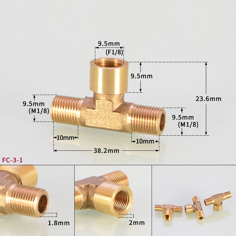 BSP Brass Tee Pipe Fitting – Male & Female Thread T-Shape Connector