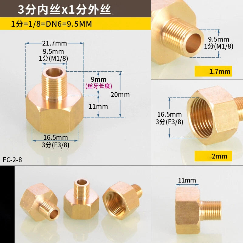 Hex Reducer Bushing Female to Male NPT Hose Fitting — 1/8" to 1" Sizes