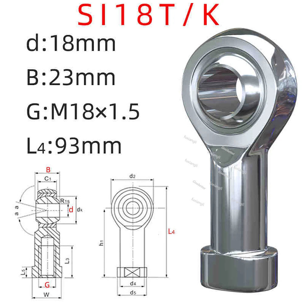 Rod End Bearings PHS Female M6-M35 Right-Left Hand Thread A2 Stainless Steel