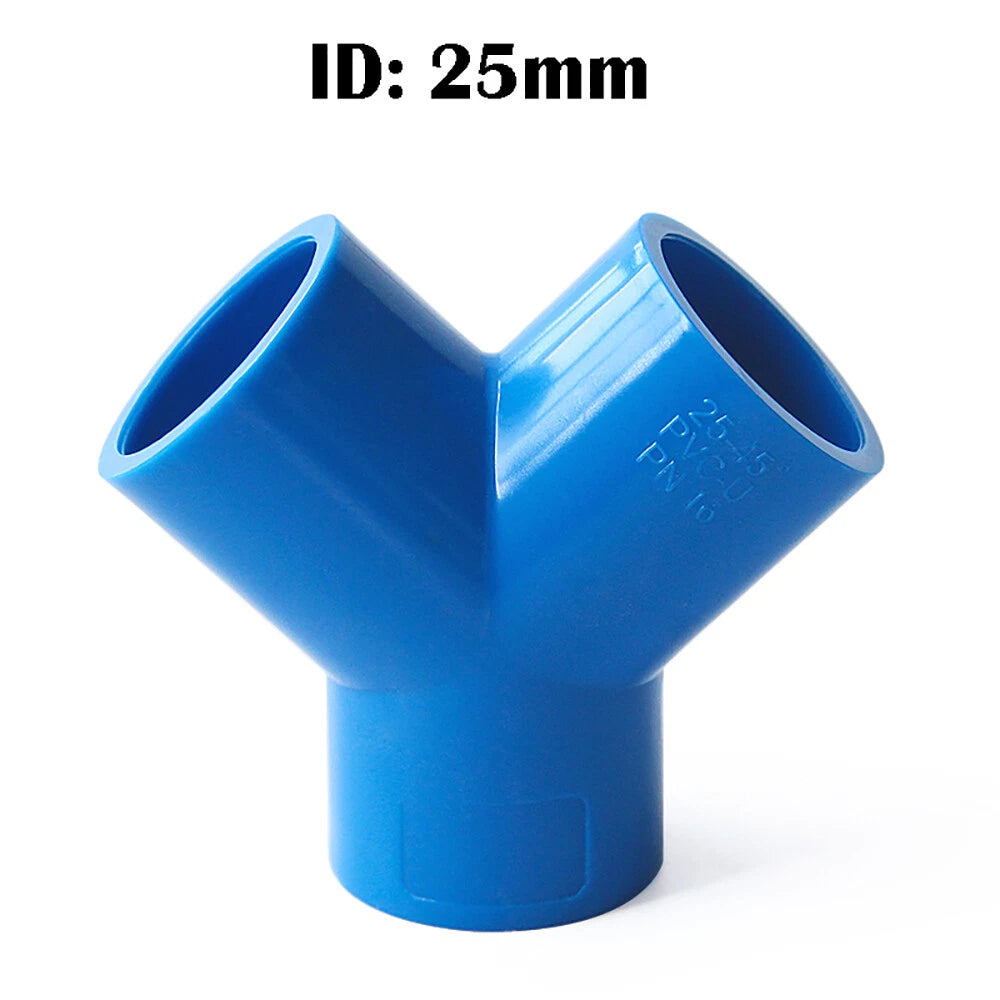 PVC Y-Fitting ID 20~63mm White Blue Grey PVC Y-Type Pipe Fitting Split Fittings