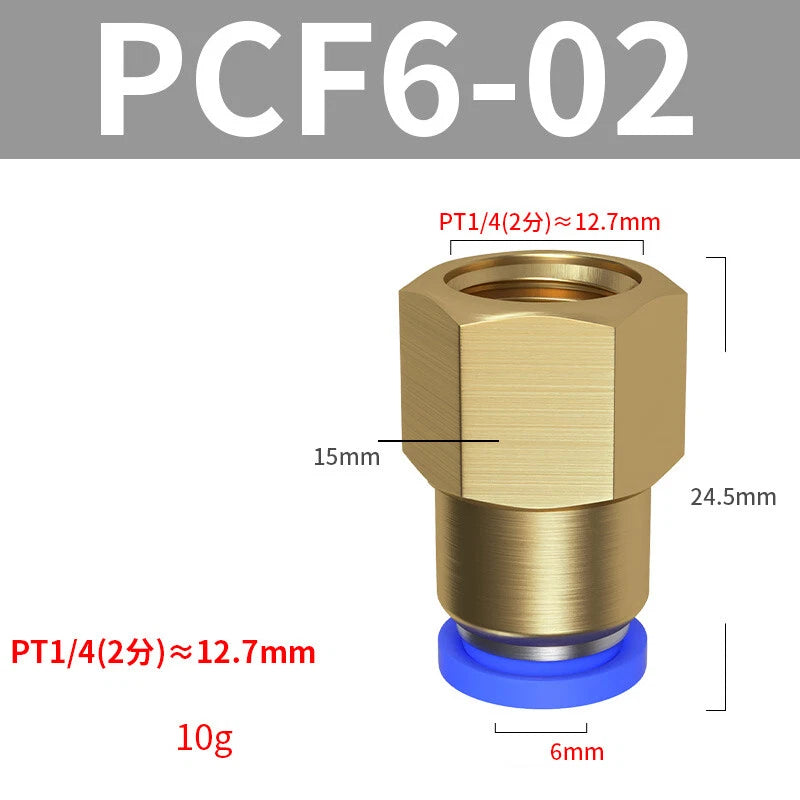 Pneumatic Push In Fitting Female Stud Straight Air Hose Inline Connector Line