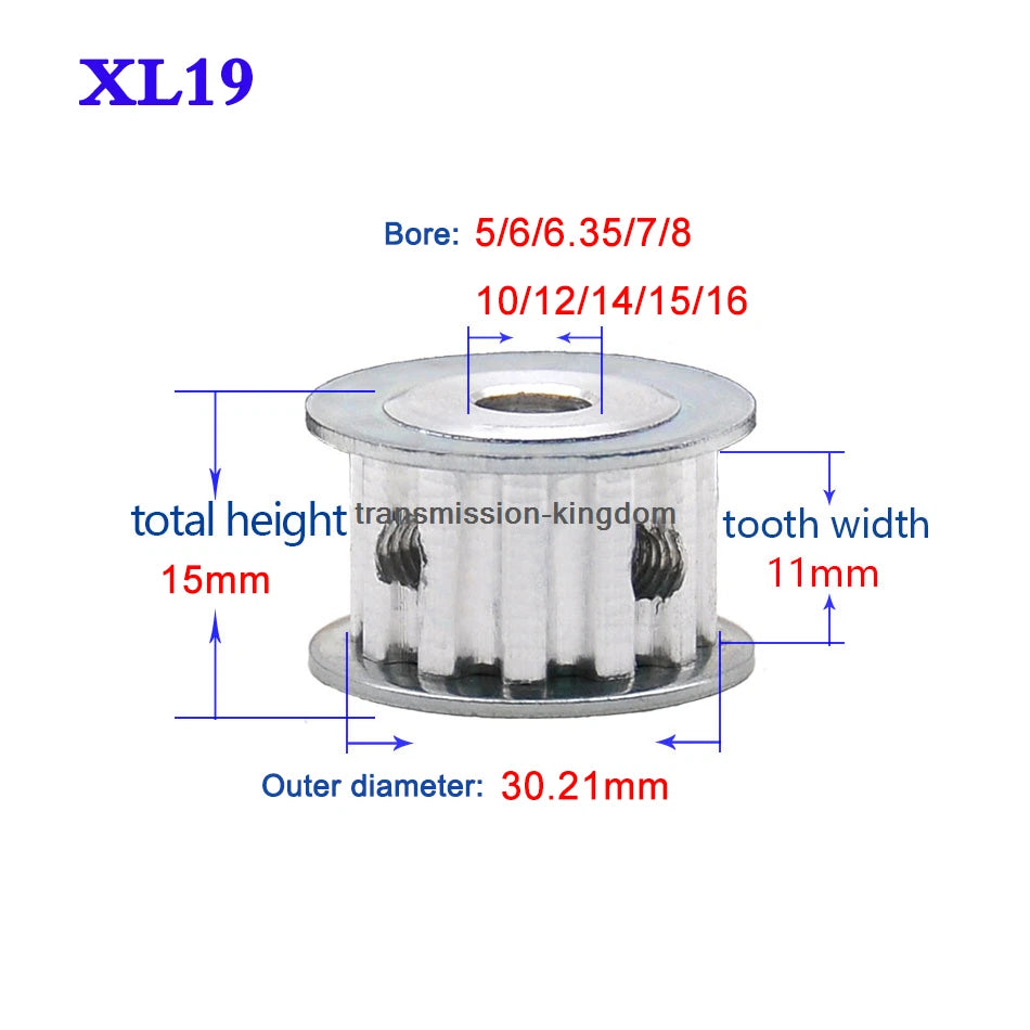 XL 10T-40T Synchronous Wheel Width 11mm Timing Belt Pulley Bore 4-20mm