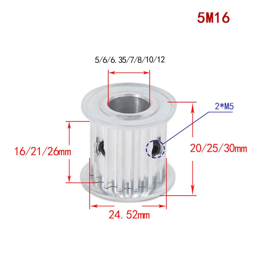 HTD-5M 10-100Teeth Timing Belt Pulley Pitch 5mm AF-type Drive Pulley Width 16mm