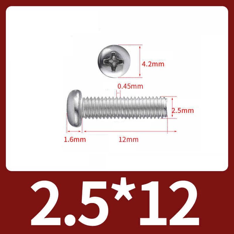 M2.5 Pozi Pan Head Machine Screws A2 Stainless Steel — Multiple Lengths - HomeDIYer