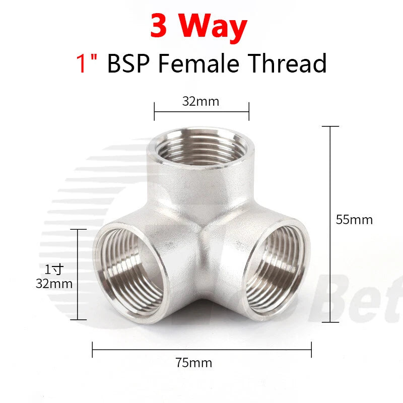 BSP Female Stainless Steel Pipe Fitting — 3/4/5-Way Adapter, 1/4" to 2"
