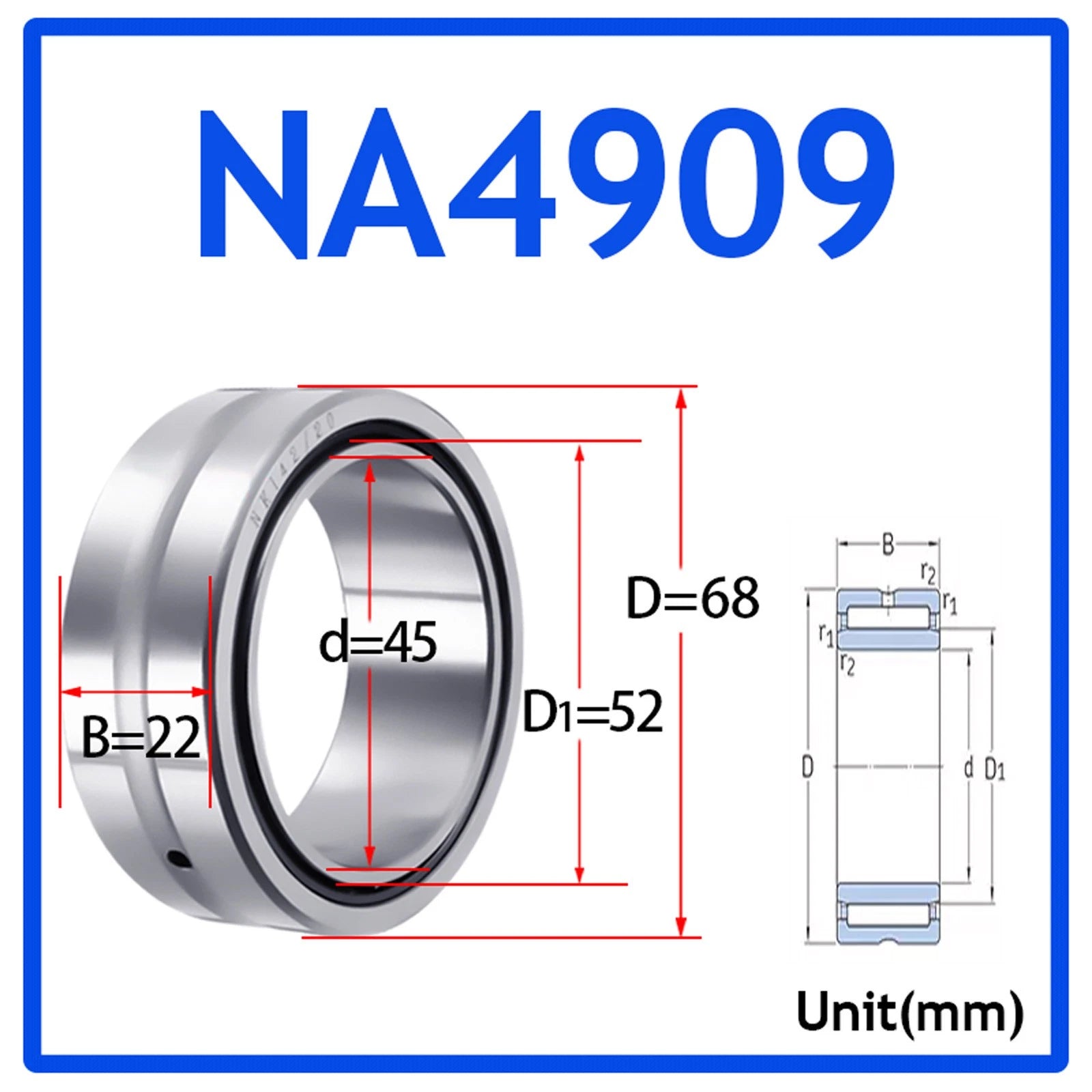 Needle Roller Bearings With Inner Ring High-Quality NA4900 - NA6920 ID 10-100mm