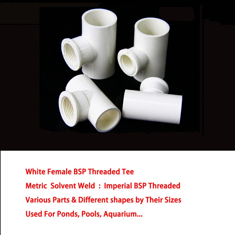 1 2" White PVC Imperial BSP Threaded Pressure Pipe Fittings Ponds Pools Aquarium