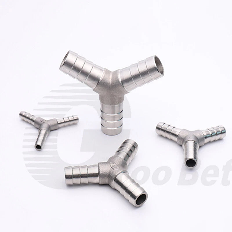 Stainless Steel Barbed Hose Connector — T-Piece & Y-Piece, 6mm–25mm