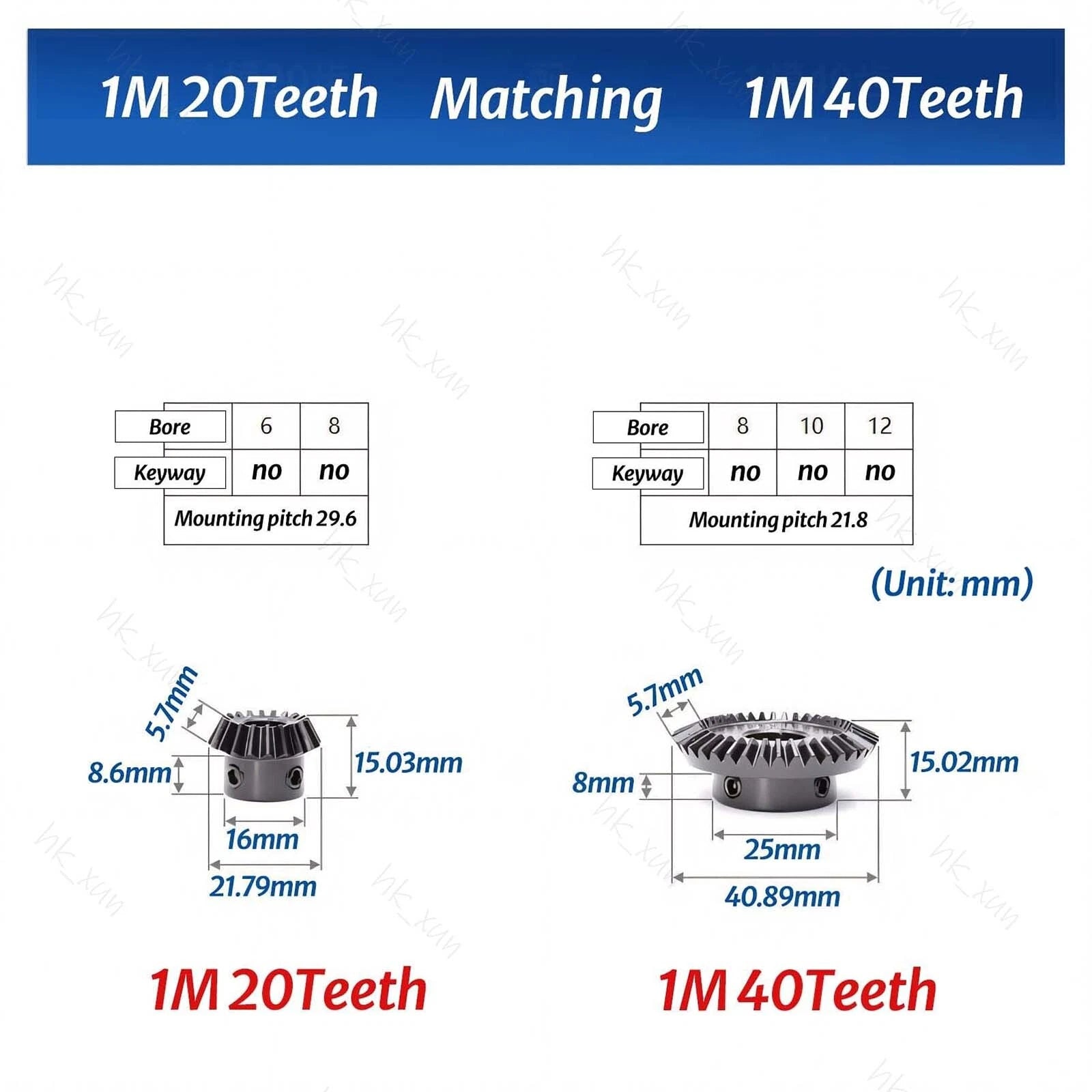 1/1.5/2 Mod 15-40 Tooth 1:2 Metal Motor Bevel Gears 90° Pairing Gear 45# Steel