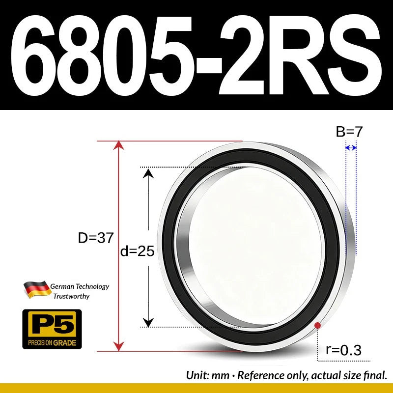 Thin Wall Bearings Deep Groove Ball Bearing ZZ or RZ, ID 10-95mm, OD 19-120mm
