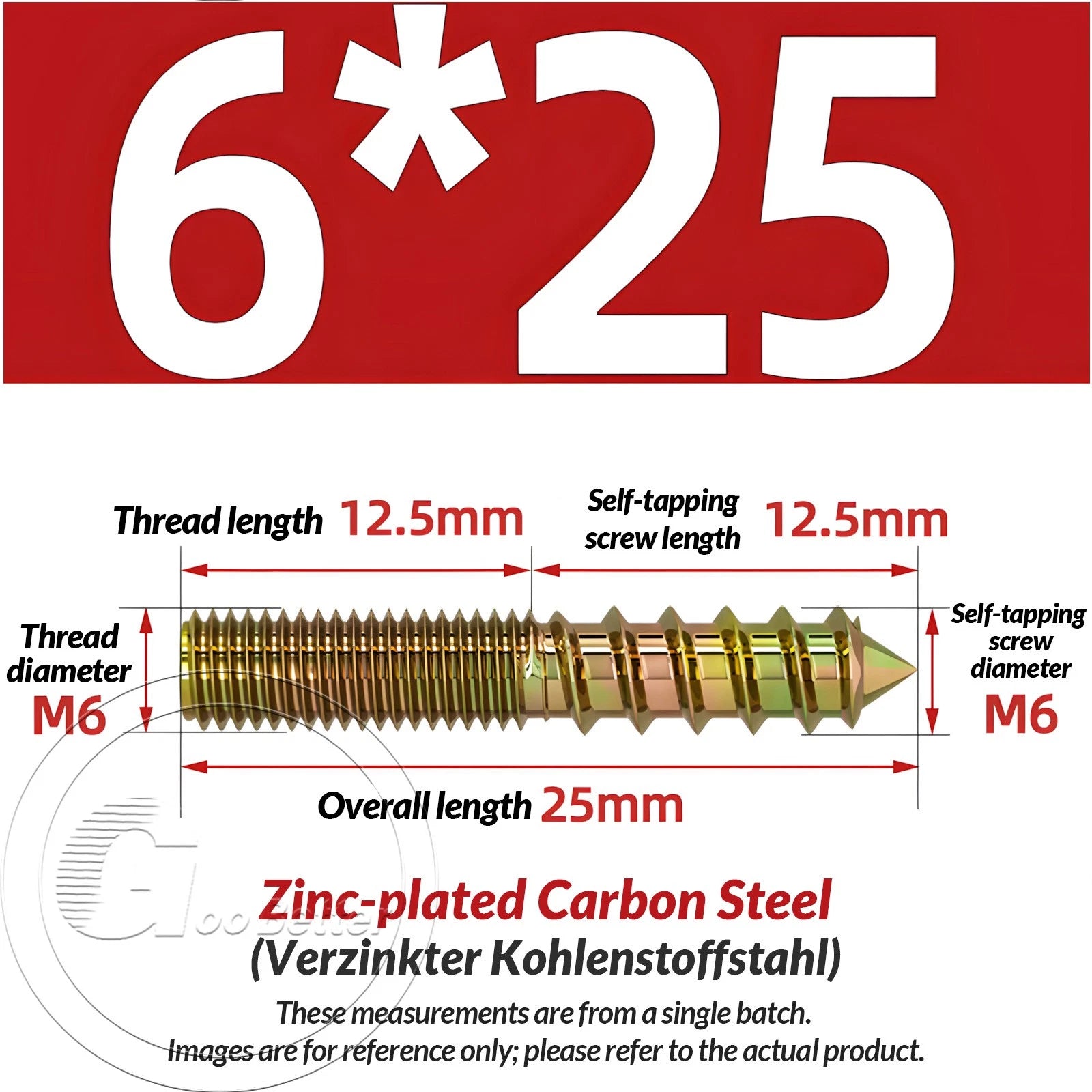 Galvanized Double-Ended Hanger Bolts M4 M5 M6 M8 M10, Wood-to-Metal Screws