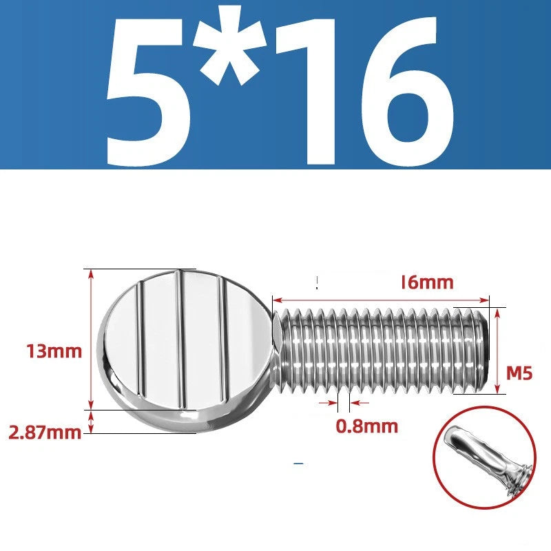 M4–M10 & 1/4"-5/16" Spade-Head Thumb Screws – A2 304 Stainless Steel, Tool-less Hand Grip