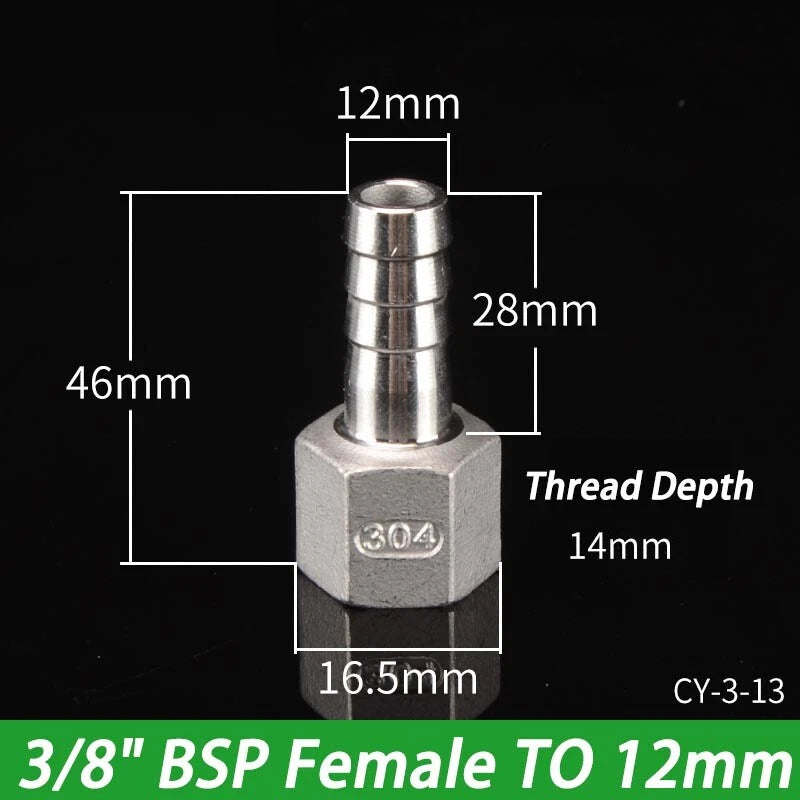Stainless Steel Hosetails,Bsp Thread Hose Tail Barb Connector 1 8-1" Female Male