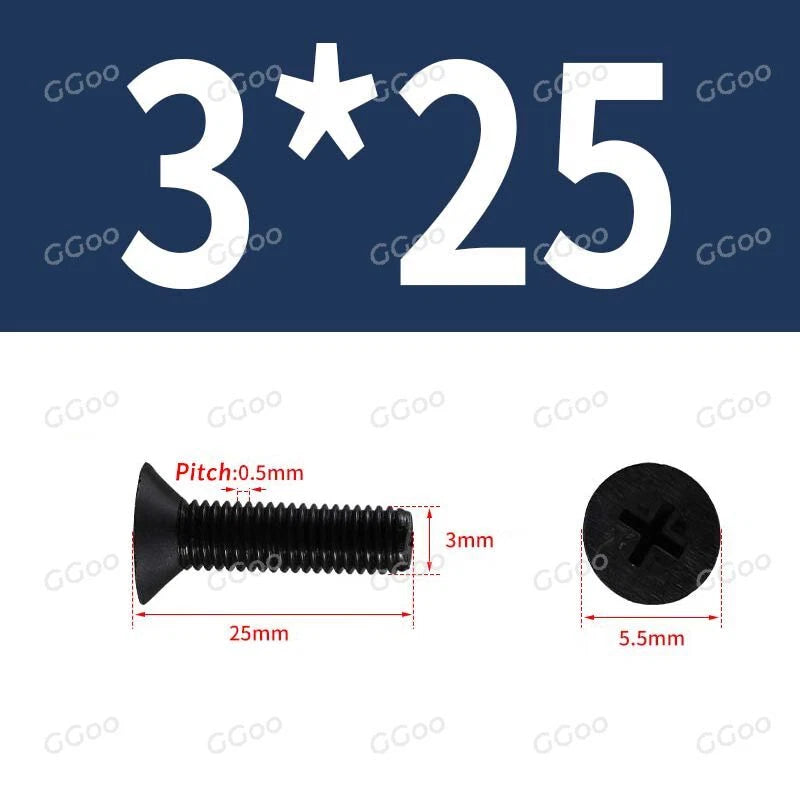 Nylon Countersunk Phillips Screws M2.5–M8, PA66 Non-Conductive Corrosion-Free