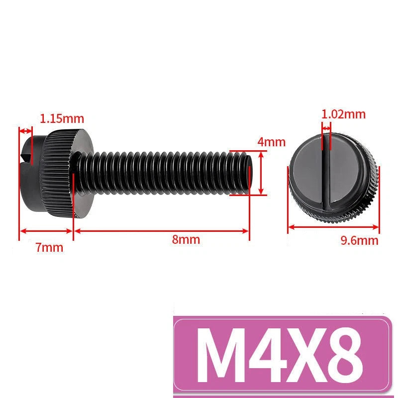Black Nylon Thumb Screws — PA66 Knurled Slotted Head, M3 M4 M5 M6 M8