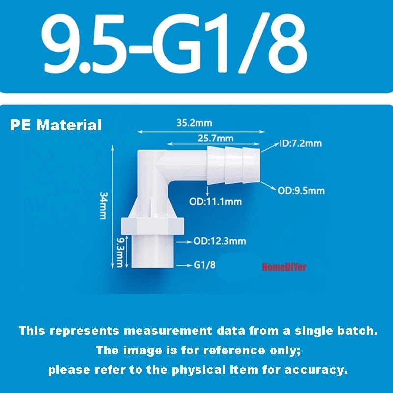 90° Elbow Plastic Female Thread Barbed Connectors Pipe Hose Water Reducer Joiner