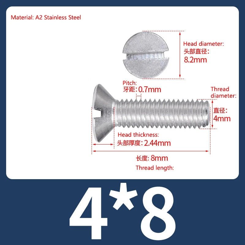 A2 Stainless Steel Slotted Countersunk Screws DIN 963 | M4 M5 M6 - HomeDIYer