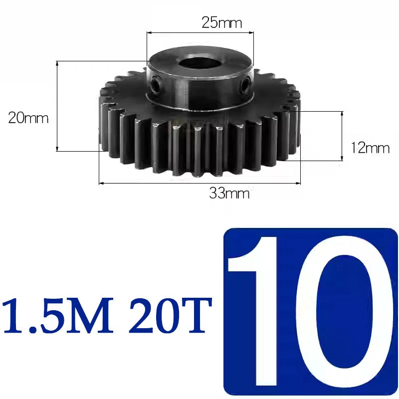 Spur Gears 1.5 Mod Transmission Gear With Step 45#Steel Pinion Motor Gear 15~50T