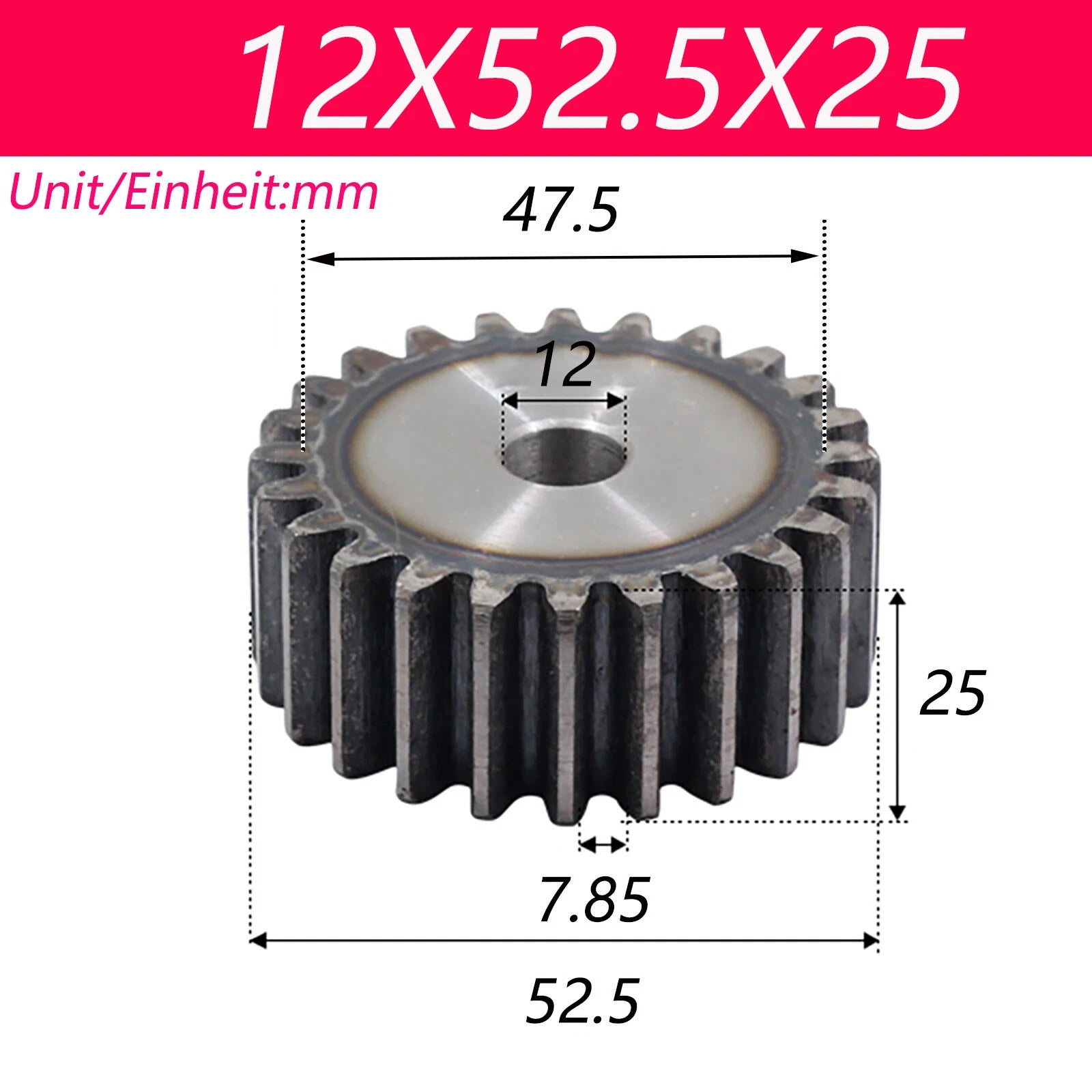 2.5 Modul 45# Steel Spur Gears Pinion Gear Thick 25mm 10-80 Teeth For 3D CNC