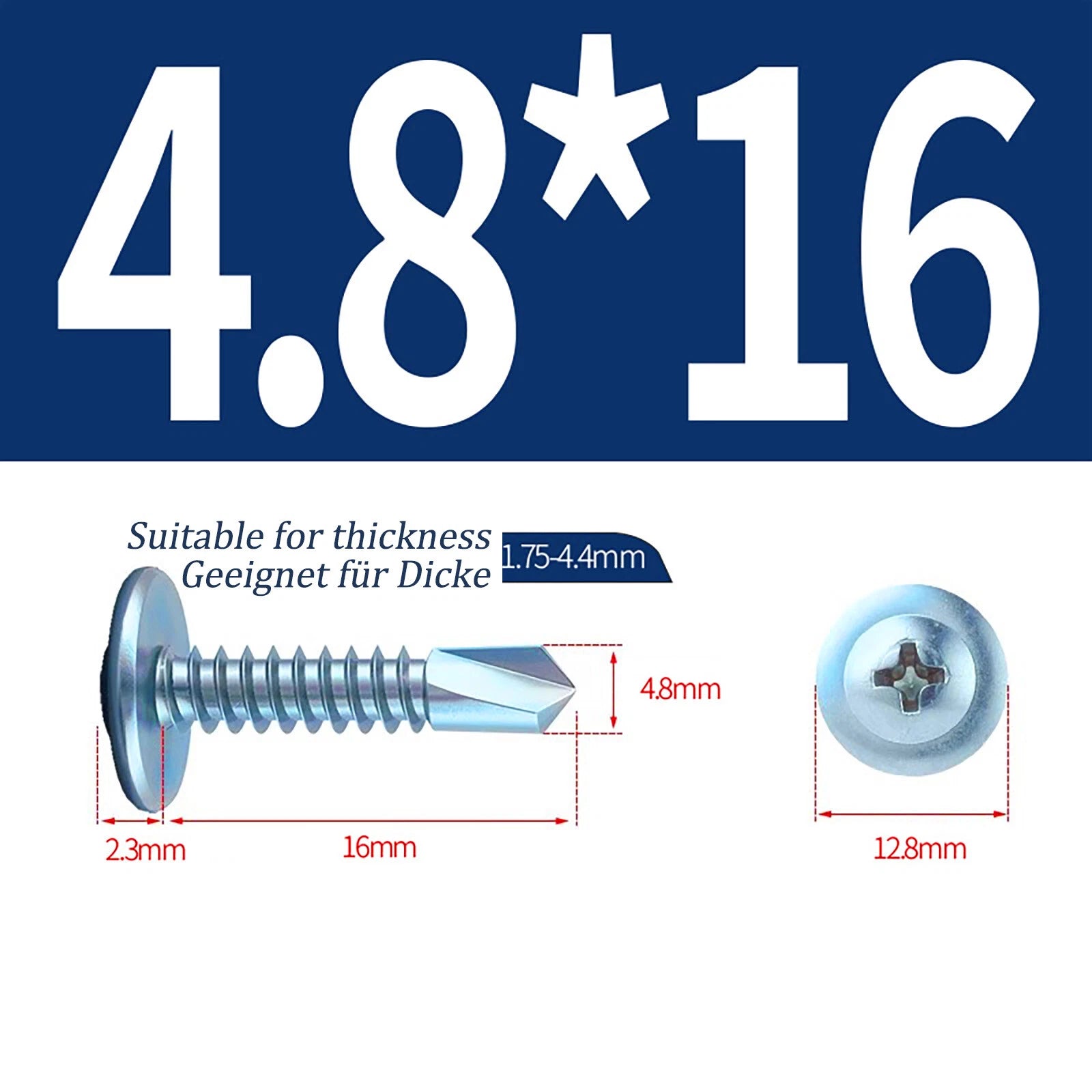 Self Drilling Wafer Head Screws – 304/410 Stainless & Galvanized Steel, M4.2 M4.8