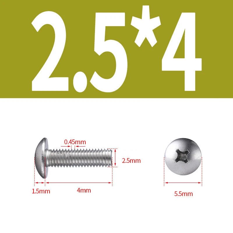 Phillips Button Head Machine Screws — Steel M2 M2.5 M3 M4 M5 M6 - HomeDIYer