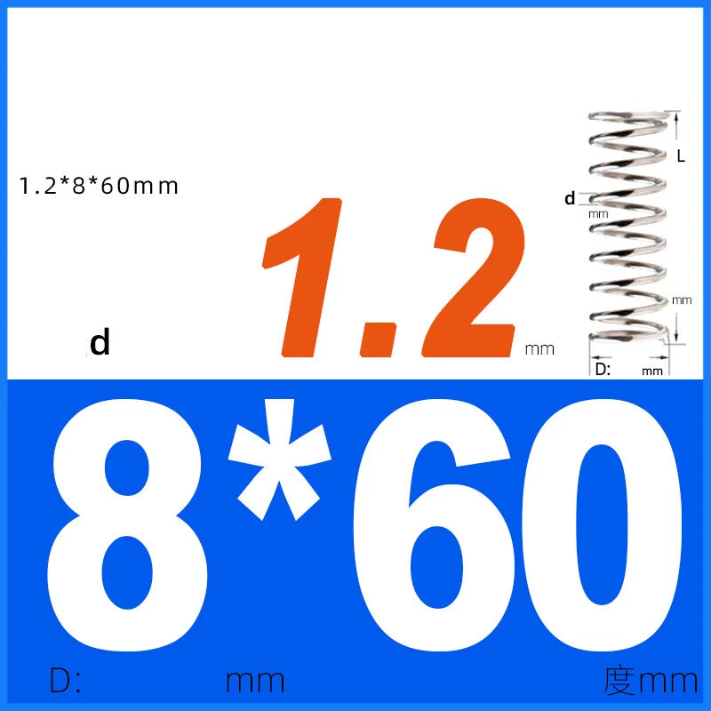 Compression Spring 1.2mm Wire Dia 8mm - 13mm OD Small Pressure Springs