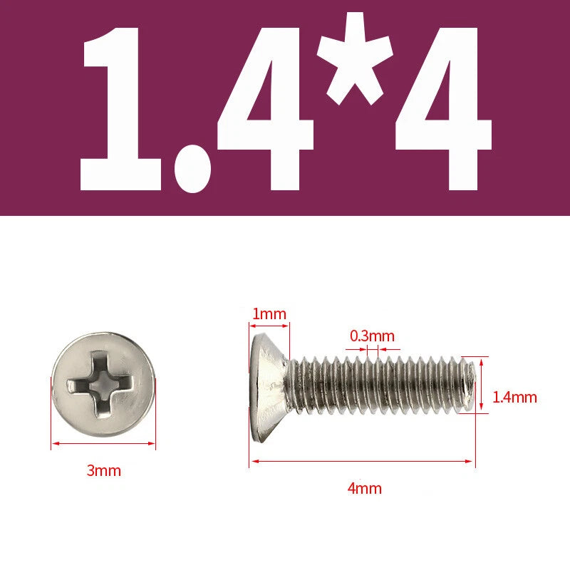 Phillips Machine Screws Countersunk Nickel Plated Steel DIN 965 Flat Head M1~M6