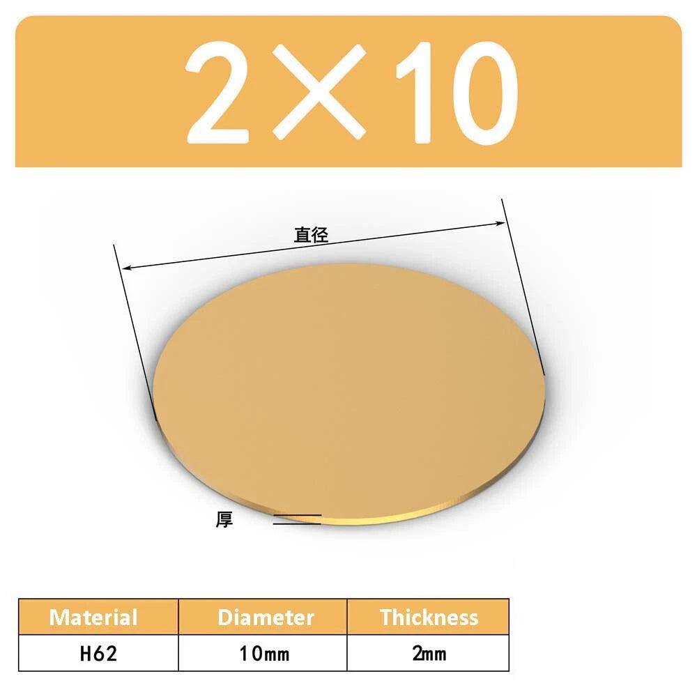 H62 Solids Brass Discs Blanks Metal Round Sheets OD 10mm-300mm Thick 0.3mm-4mm