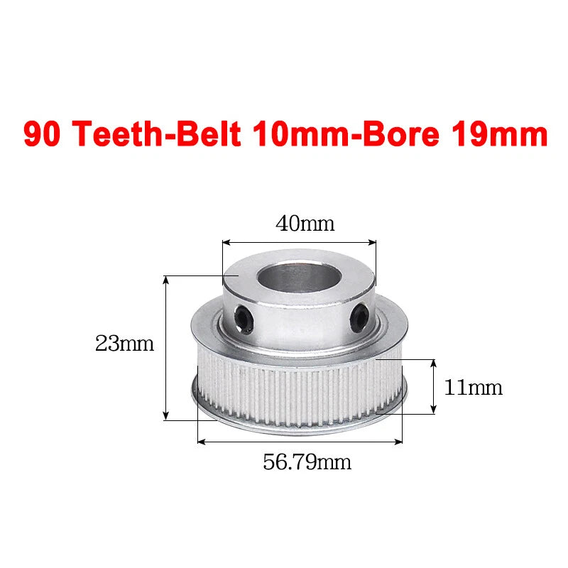 2GT Drive Pulley With Step 16 Tooth - 100 Tooth Bore 4mm - 25mm for 10mm Belt