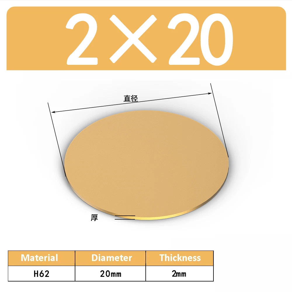 H62 Solids Brass Discs Blanks Metal Round Sheets OD 10mm-300mm Thick 0.3mm-4mm