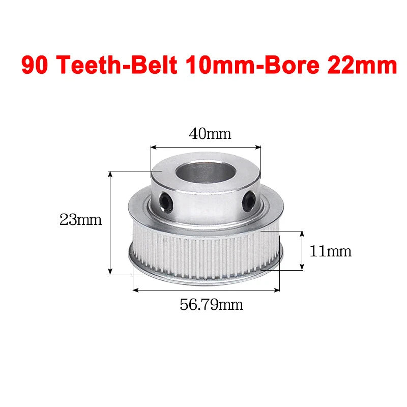2GT Drive Pulley With Step 16 Tooth - 100 Tooth Bore 4mm - 25mm for 10mm Belt