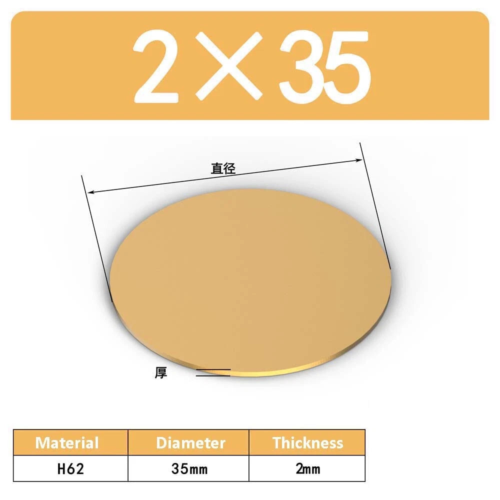 H62 Solids Brass Discs Blanks Metal Round Sheets OD 10mm-300mm Thick 0.3mm-4mm