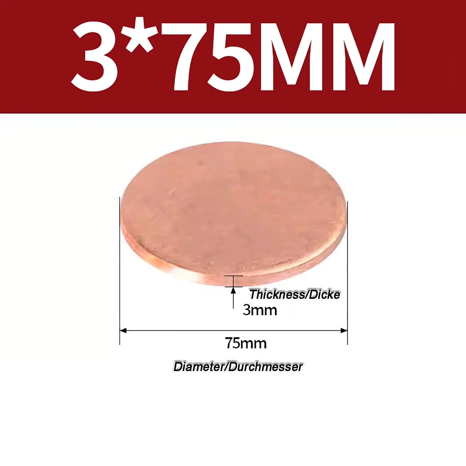 Solid Pure Copper Discs Blanks Round Plate Metal Sheet Thick 0.3~6mm Ø10mm~150mm