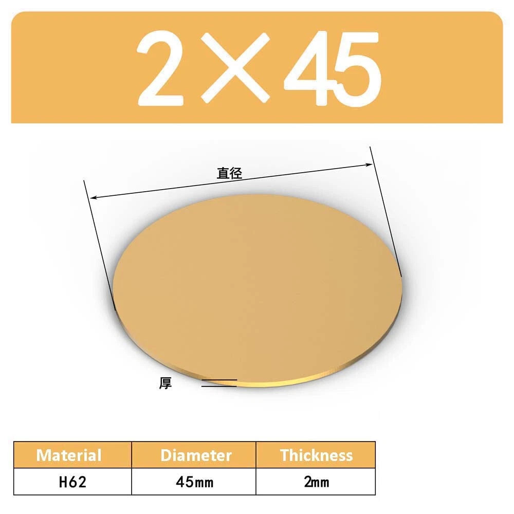 H62 Solids Brass Discs Blanks Metal Round Sheets OD 10mm-300mm Thick 0.3mm-4mm