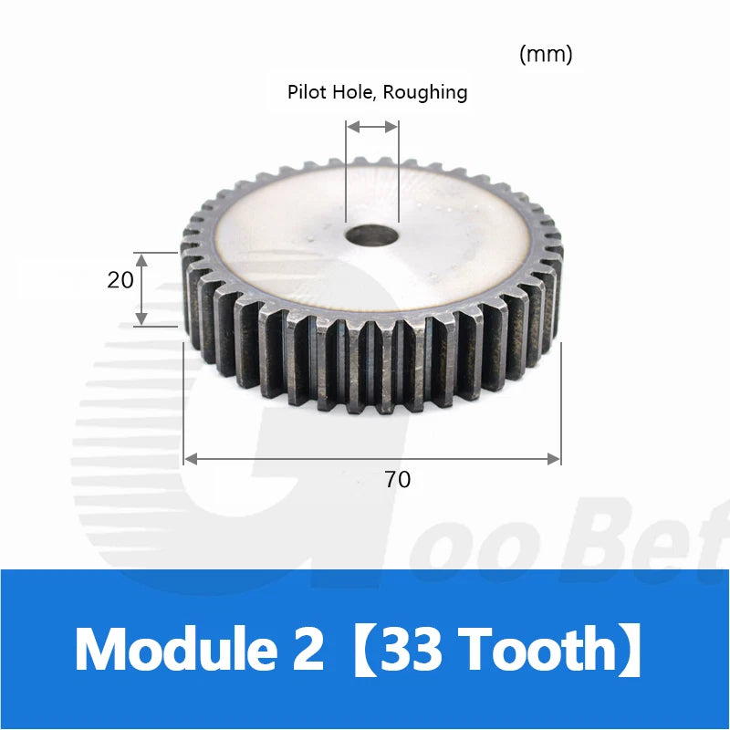 Mod 1 1.5 2 2.5 3 4 5 Spur Gear C45 Steel 12 Tooth - 160 Tooth Motor Pinion Flat