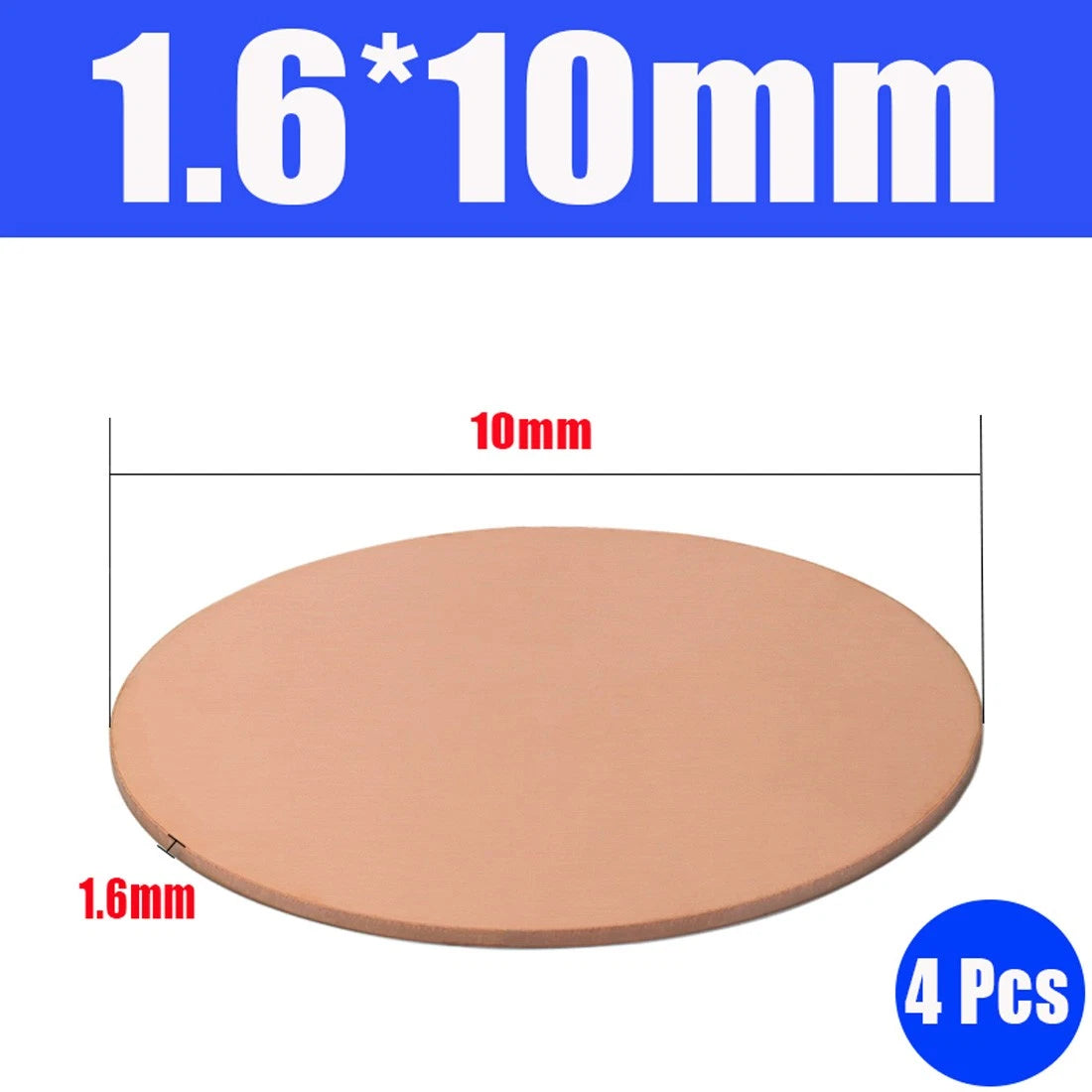 Thick 1.6-6mm Solid 99% Pure Copper Blanks Discs Ø 10-300mm Round Plate Metal