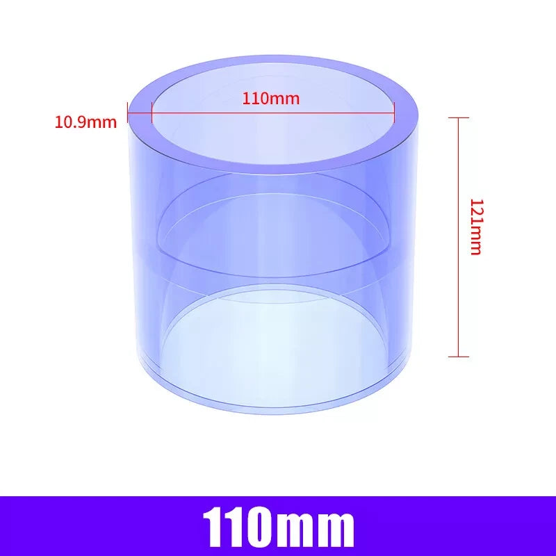 Clear PVC Straight Pipe Coupling — Socket Fitting 20mm to 110mm