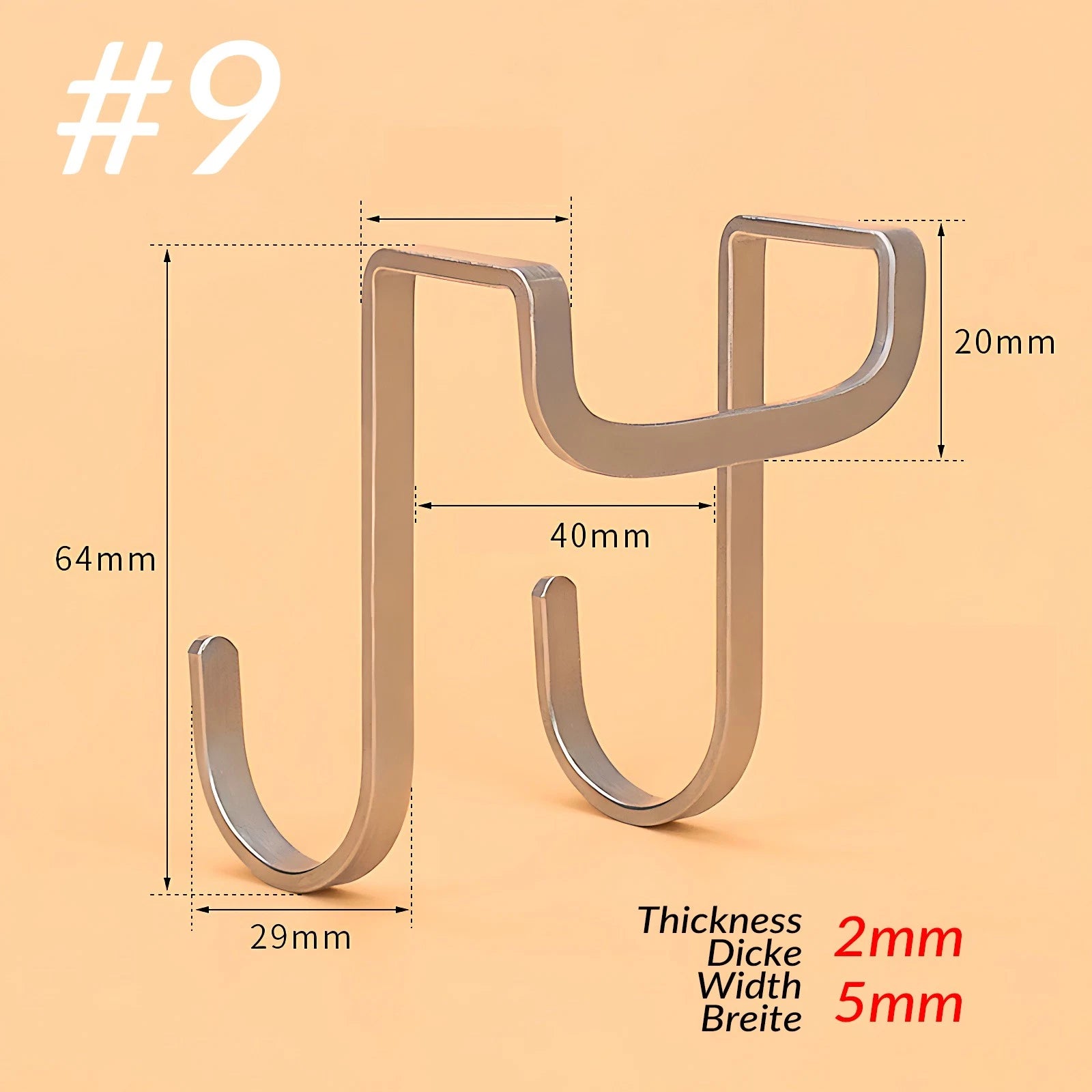 Stainless Steel Flat S Hooks Kitchen Meat Pan Utensil Clothes Hanger Hanging