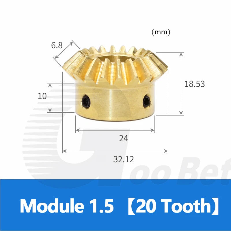 Mod 0.5/0.8/1/1.5 Bevel Gear Set Brass 1:1 Pairing 15/20/25/30 Tooth Miter Gear