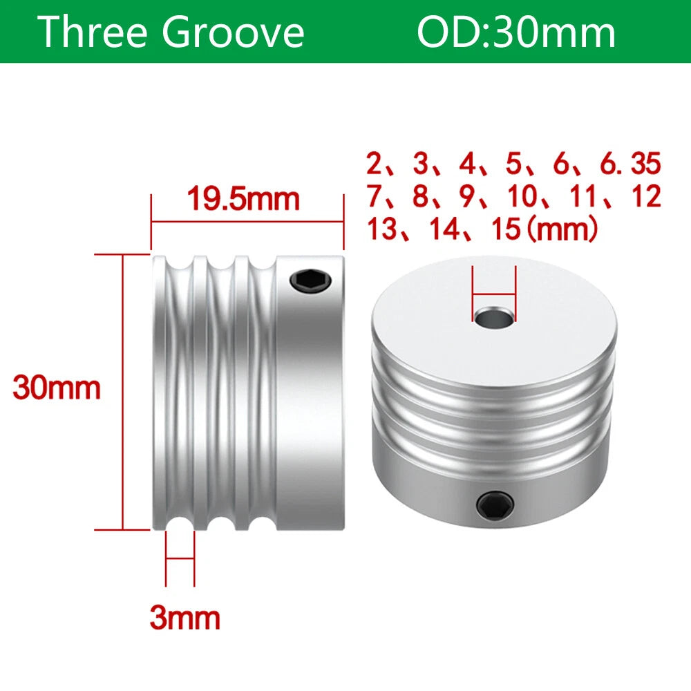 U Grooved Pulley PU Round Belt Pulleys Aluminum Groove Width 3mm OD 15-30mm