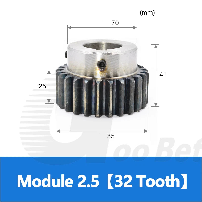 Mod 2.5 Spur Gear Steel Hardened with Hub 15-40 Tooth Motor Pinion 12-40mm Bore