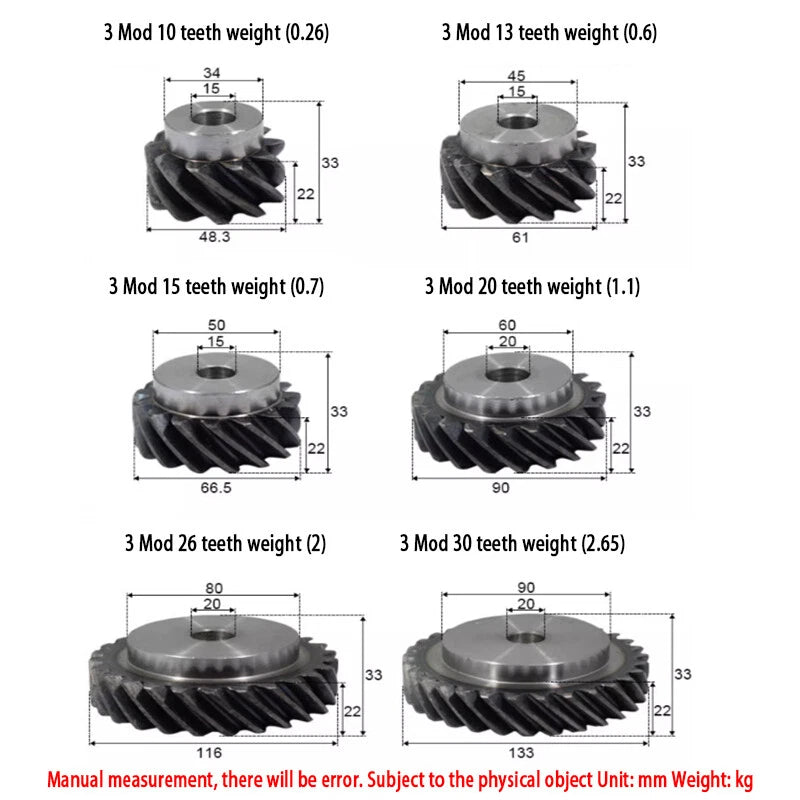 1/2/3 Mod Helical Gear With Step 45° Left Right Spiral Motor Transmission Gear